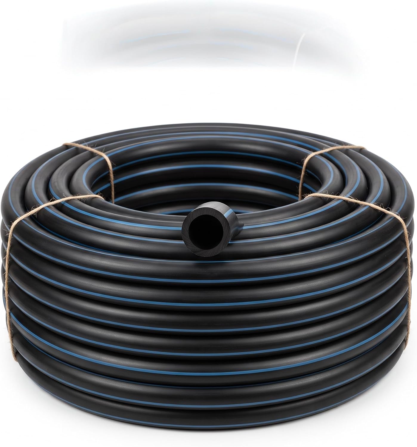 Tubo Polietilene Acqua PE100 Alta Densità Ø20 x 2,0 mm PN16 in Rotolo 20 m — Nero con Bande Azzurre, Conforme UNI EN 12201, per Acqua Potabile, Irrigazione e Condotte Interrate - Lemag srl