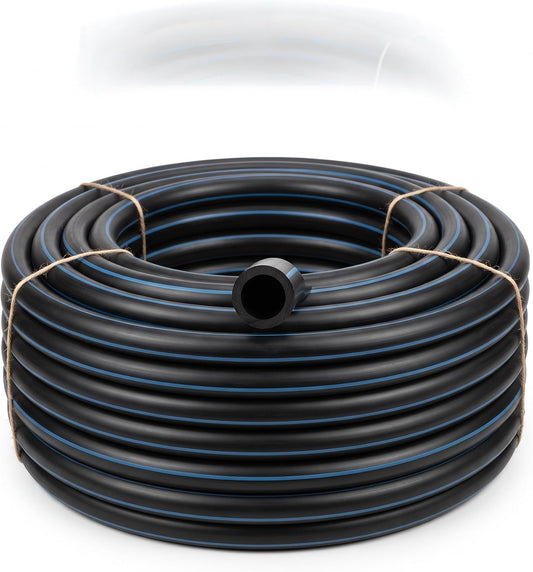 Tubo Polietilene Acqua PE100 Alta Densità Ø20 x 2,0 mm PN16 in Rotolo 20 m — Nero con Bande Azzurre, Conforme UNI EN 12201, per Acqua Potabile, Irrigazione e Condotte Interrate - Lemag srl