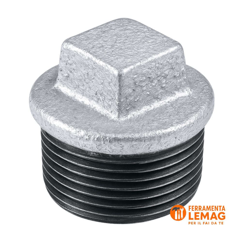 Tappo in ghisa zincato 2" maschio per tubo acqua – chiusura filettata resistente - Lemag srl