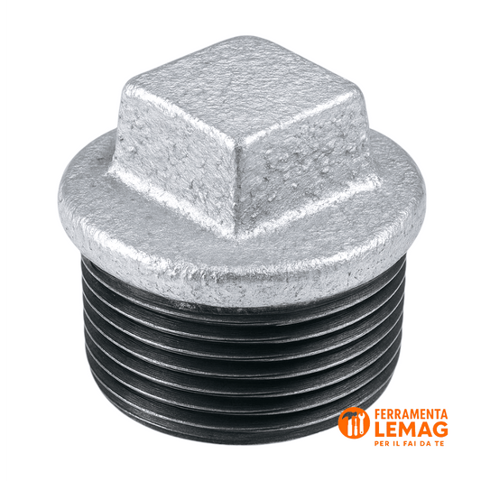 Tappo in ghisa zincato 2" maschio per tubo acqua – chiusura filettata resistente - Lemag srl