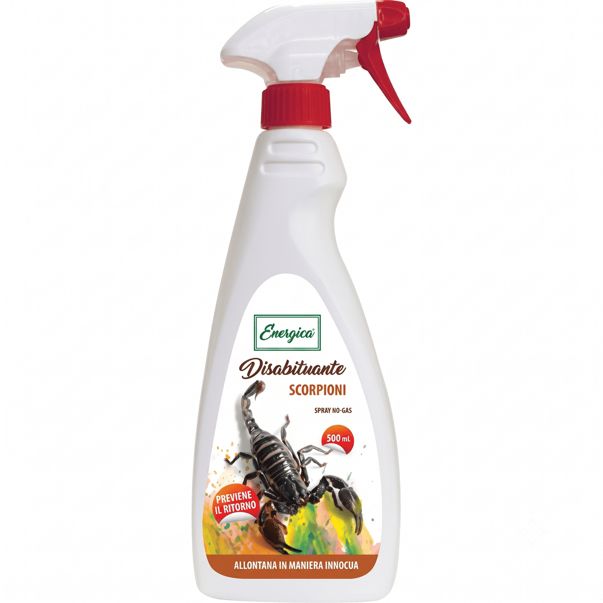 Spray disabituante scorpioni Energica da 500 ml, barriera naturale con oli essenziali per interni ed esterni.