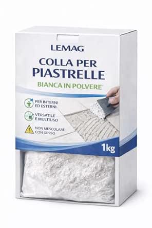 Colla per Piastrelle Bianca in Polvere 1 Kg – Alta Adesione per Pavimenti e Rivestimenti Interni/Esterni – Lemag SRL - Lemag srl