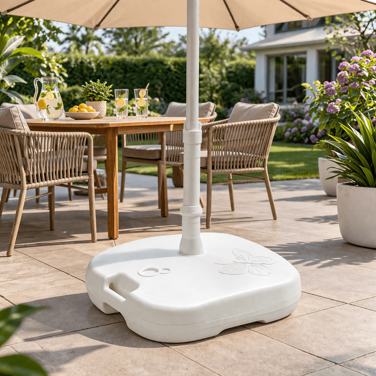 Base Ombrellone 44x44x12 cm Bianca Supporto Stabile Giardino Terrazza - Lemag srl