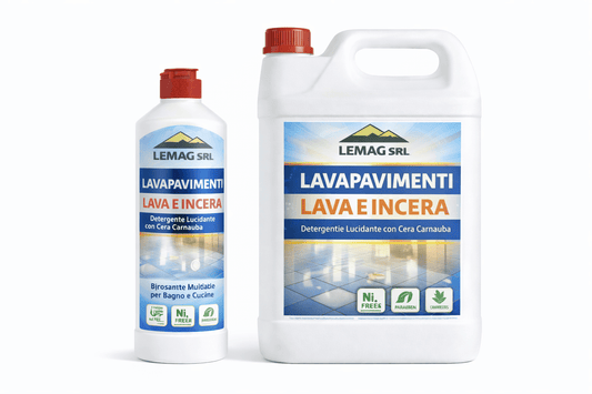 Lavapavimenti Lava e Incera 1L / 5L – Con Cera Carnauba – Lucida e Protegge – Bassa Schiuma – LEMAG SRL - Lemag srl