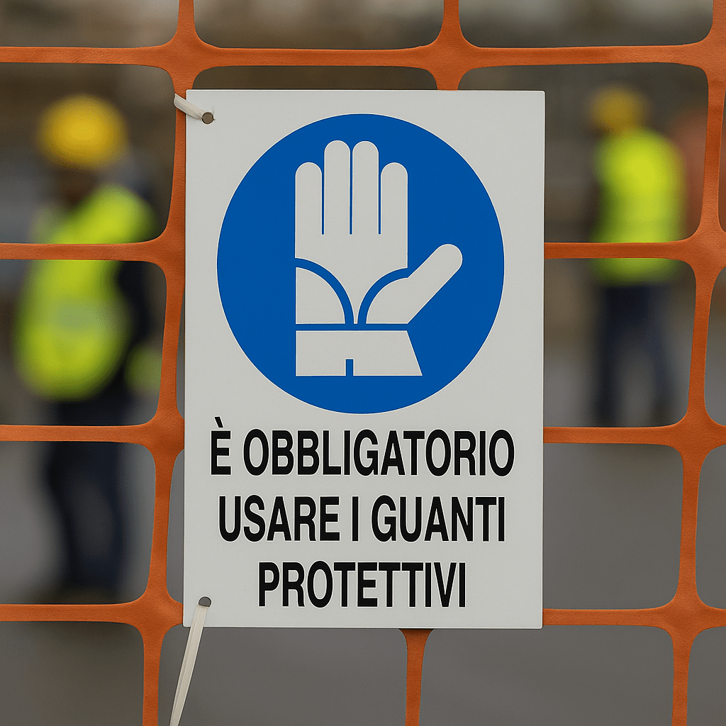 Cartello Obbligatorio Usare i Guanti Protettivi 35x33 cm Segnaletica Sicurezza - Lemag srl