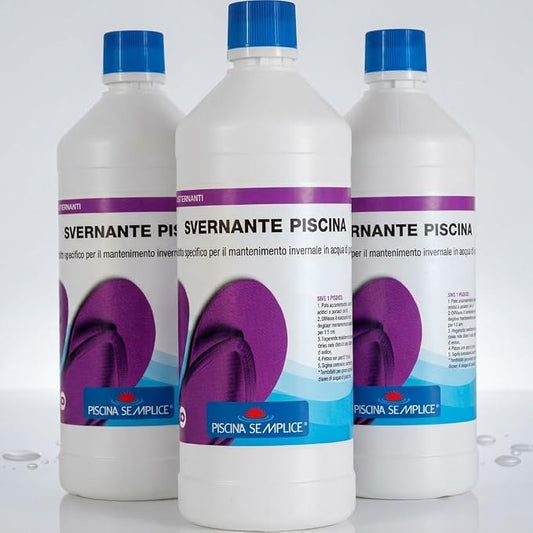 Svernante per Piscina 3 Litri - Trattamento Invernale Antialghe Pronto all'Uso - 1 Litro ogni 8-10 mc, Tratta fino a 30 mc - Chiudi Bene per Riaprire Senza Problemi - Lemag srl