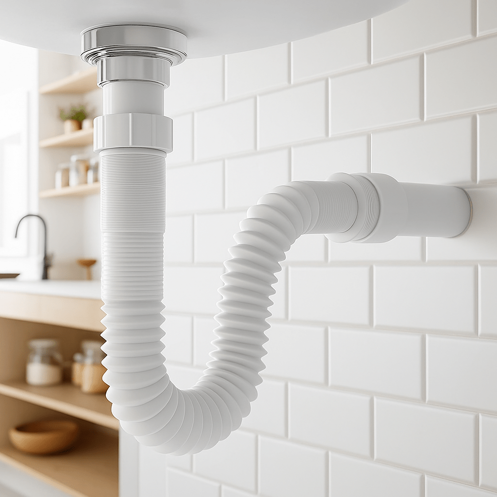 Tubo di Scarico Flessibile 1 1/4" x 32 mm per Lavabo – Estensibile 320 - 880 mm – Con Sifone e Guarnizione Anti - Odore – 2 Pezzi – Facile da Installare – Lemag srl - Lemag srl