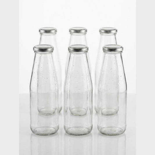 Set 6 Vasi in Vetro per Passata 720 cc con Tappo - Imboccatura 53 mm Twist-Off Standard - Per Conserve di Pomodoro, Sughi e Salse - Riutilizzabili - Lemag srl