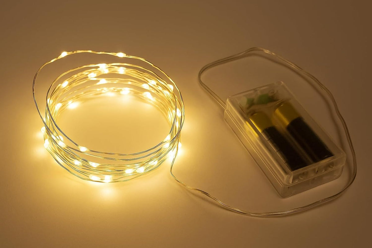 Luci di Natale a Batteria 40 LED Bianco Caldo con Timer – Flessibili - Lemag srl