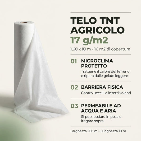 Telo TNT agricolo 17 g/mq 1,60x10 m antigelo per orto – dettaglio