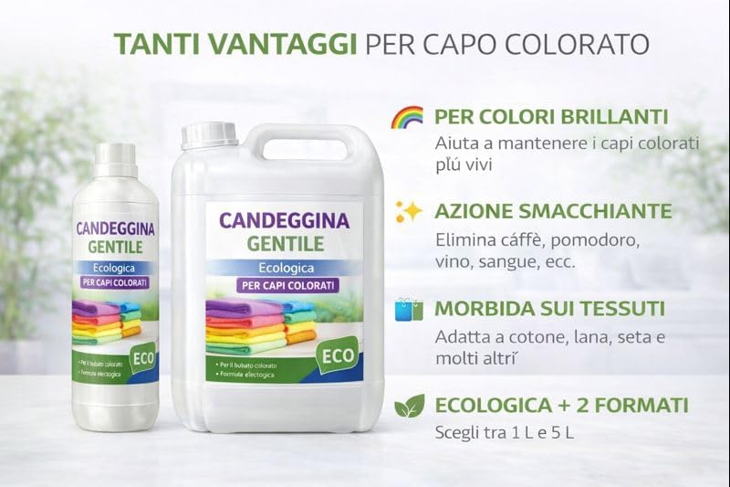 Candeggina Delicata 1 - 5 Litri per Bucato Capi Colorati - Lemag srl