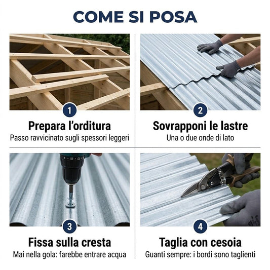 Lamiera Zincata Ondulata 0,40 mm - 10 Lastre 90x200 cm, 18 mq - Spessore Maggiorato Rispetto agli 0,25 mm Standard - Per Tettoie, Pollai, Casette e Recinzioni - Peso Totale 64 kg - Lemag srl