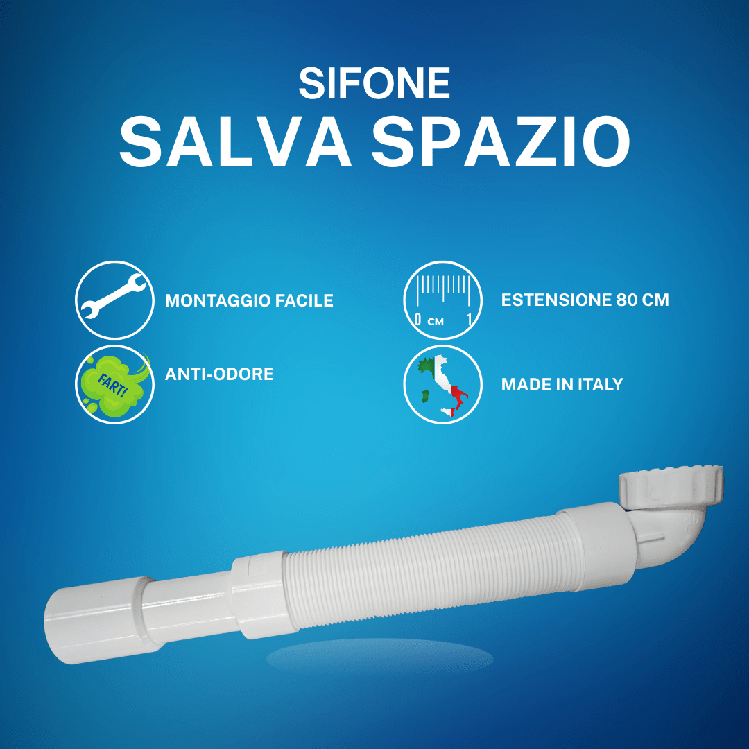 Sifone Flessibile Estensibile per Lavandino con Ghiera 1"1/2 - 1"1/4 - Lemag srl - Lemag srl