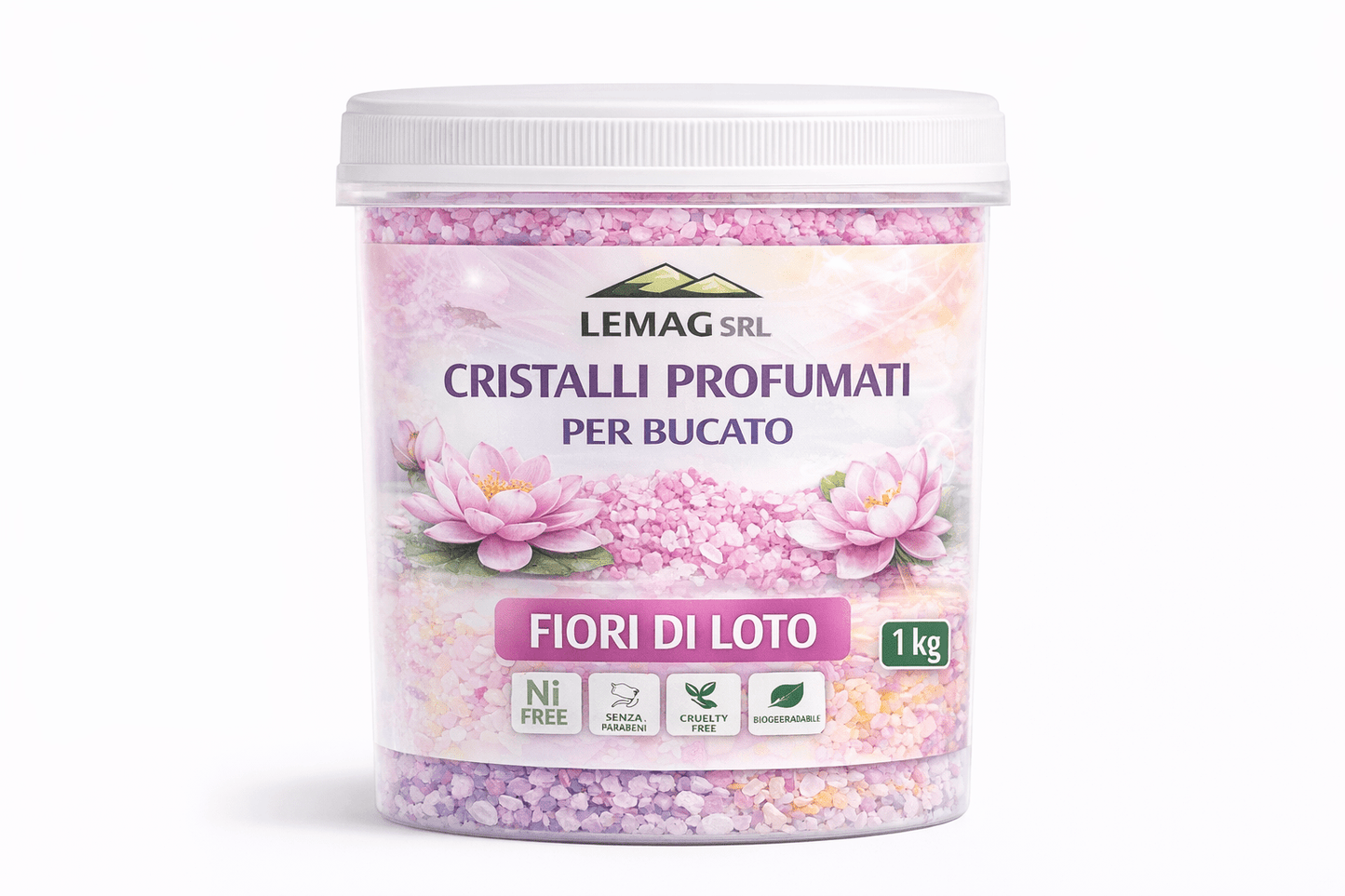 Cristalli Profumati Bucato 1 Kg con Percarbonato – Ammorbidente Naturale e Candeggiante Delicato – Nickel Free – LEMAG SRL - Lemag srl