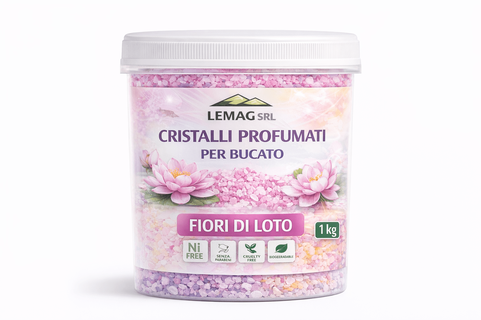 Cristalli Profumati Bucato 1 Kg con Percarbonato – Ammorbidente Naturale e Candeggiante Delicato – Nickel Free – LEMAG SRL - Lemag srl