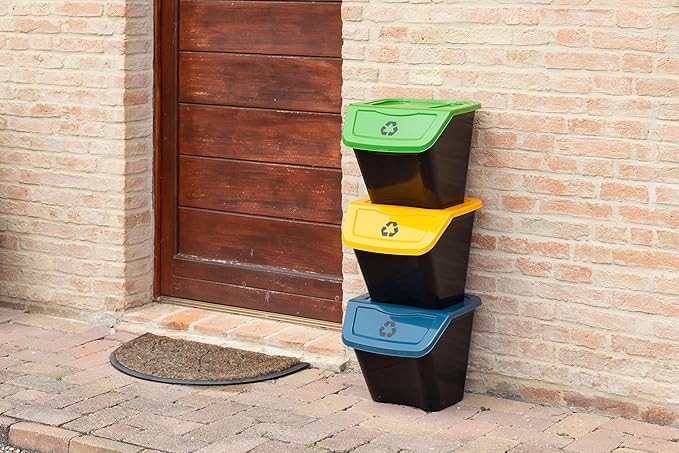 SET PATTUMIERE PER LA RACCOLTA DIFFERENZIATA 'ECOBIN' 3 pezzi - 30 lt - cm 39x39x33h - Lemag srl