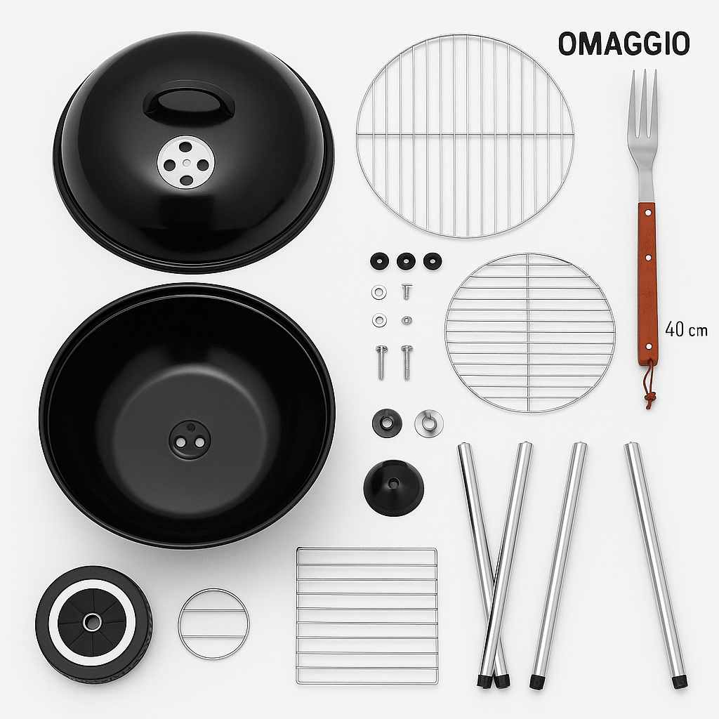 Barbecue a Carbonella Miami Compact Ø 44 cm H 71 cm + Omaggio Forchettone - Lemag srl
