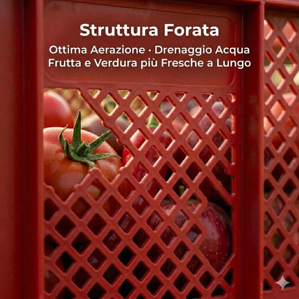 Set 2 Cassette Agricole Forate 52x36x31 cm – Cassette Impilabili in Plastica per Frutta e Verdura – Certificate per Alimenti – Raccolta Ortofrutta e Trasporto - Lemag srl