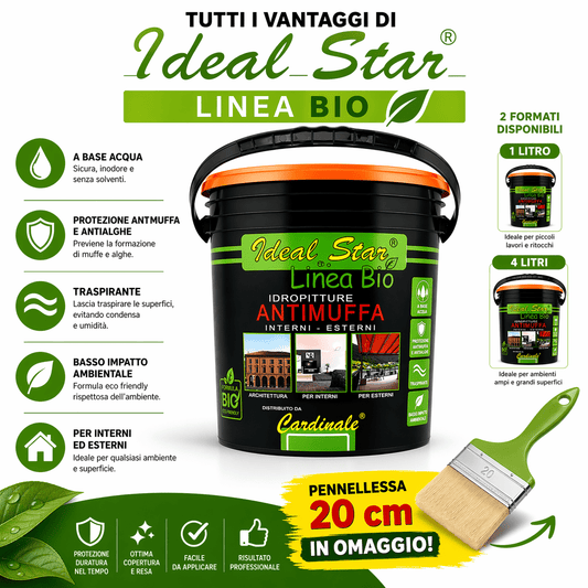 Pittura Semilavabile Antimuffa Profumata per Interni 4L / 14L – Alta Copertura e Traspirante + Pennellessa 20 cm in Omaggio - Lemag srl