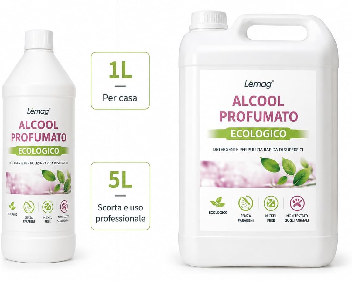 Alcool Profumato Detergente Multiuso 5 L – Senza Aloni, Made in Italy - Lemag srl