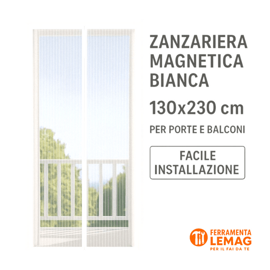 Zanzariera Magnetica Bianca 130x230 cm per Porte e Balconi, Facile Installazione - Lemag srl