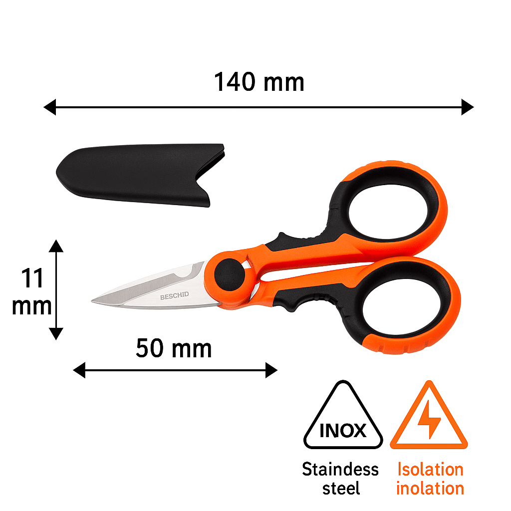 Forbici Elettricista 140 mm | Acciaio Inox – Impugnatura Isolata Lemag SRL - Lemag srl