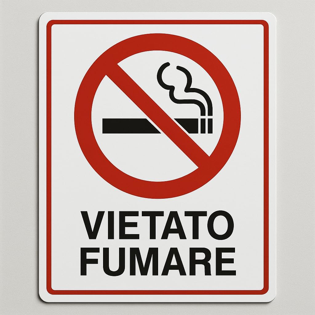 Cartello Vietato Fumare in Alluminio 33x12 cm – Interni ed Esterni - Lemag srl