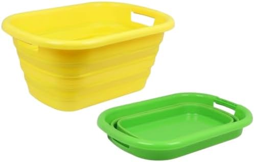 Bacinella Pieghevole 26 Litri – Set 2 Pezzi – Salvaspazio per Bucato, Ammollo, Campeggio e Camper – 54,5×39,5×23,8 cm - Lemag srl