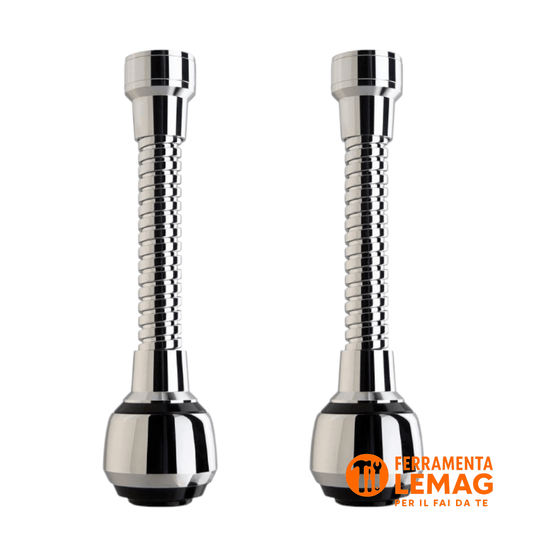 2x Doccino Rubinetto Flessibile Ottone Nero Orientabile Universale - Lemag srl