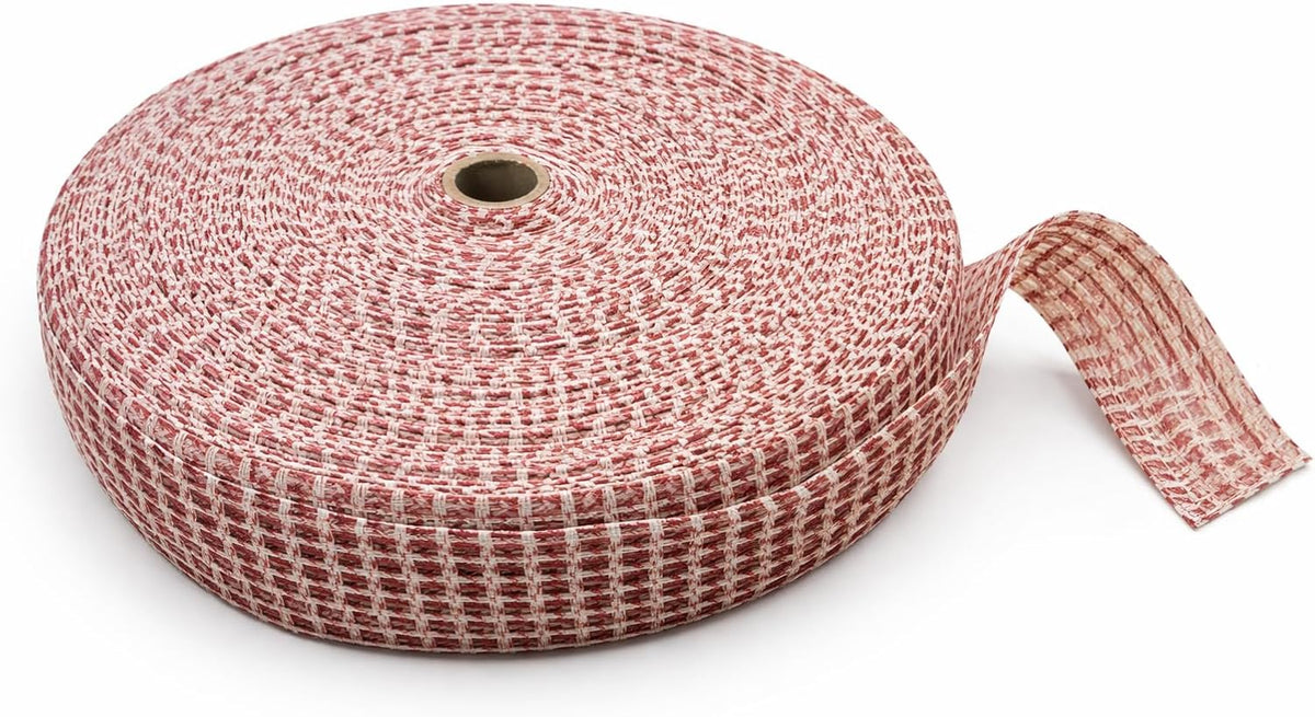 Rete per Salumi in Cotone Doppia Trama con Ordito Rinforzato in Polietilene - Rotolo 50 mt - Bianca/Rossa - Diverse Misure 85 100 140 180 210 mm - Lemag srl