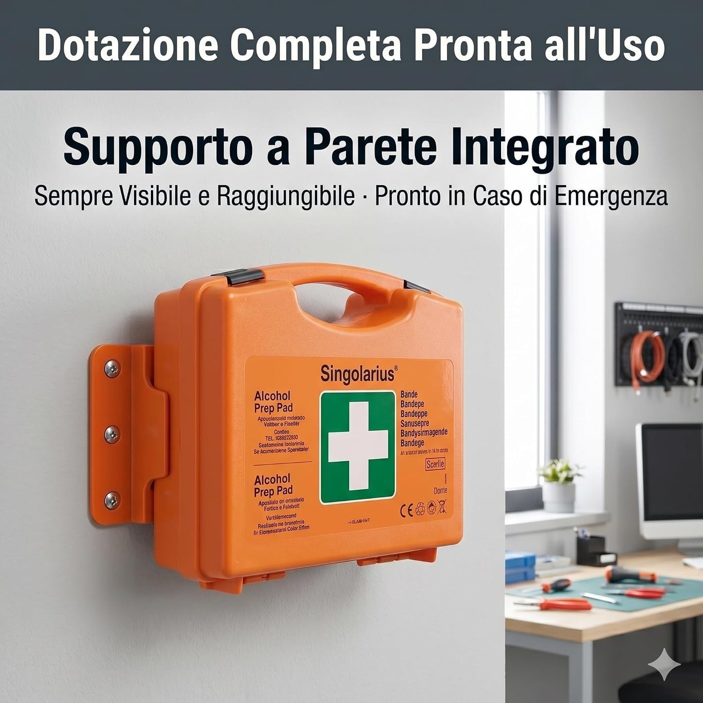Cassetta Primo Soccorso Gruppo C – Conforme D.Lgs. 81/2008 D.M. 388/2003 – Kit Pronto Soccorso Aziendale per Aziende fino a 3 Lavoratori – Attacco a Parete in Polipropilene | Made in Italy - Lemag srl