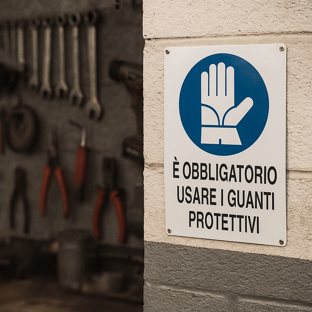 Cartello Obbligatorio Usare i Guanti Protettivi 35x33 cm Segnaletica Sicurezza - Lemag srl