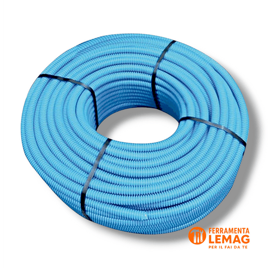 Tubo corrugato Tubifor Ø25 mm azzurro 50 m autoestinguente con tirafilo - Lemag srl