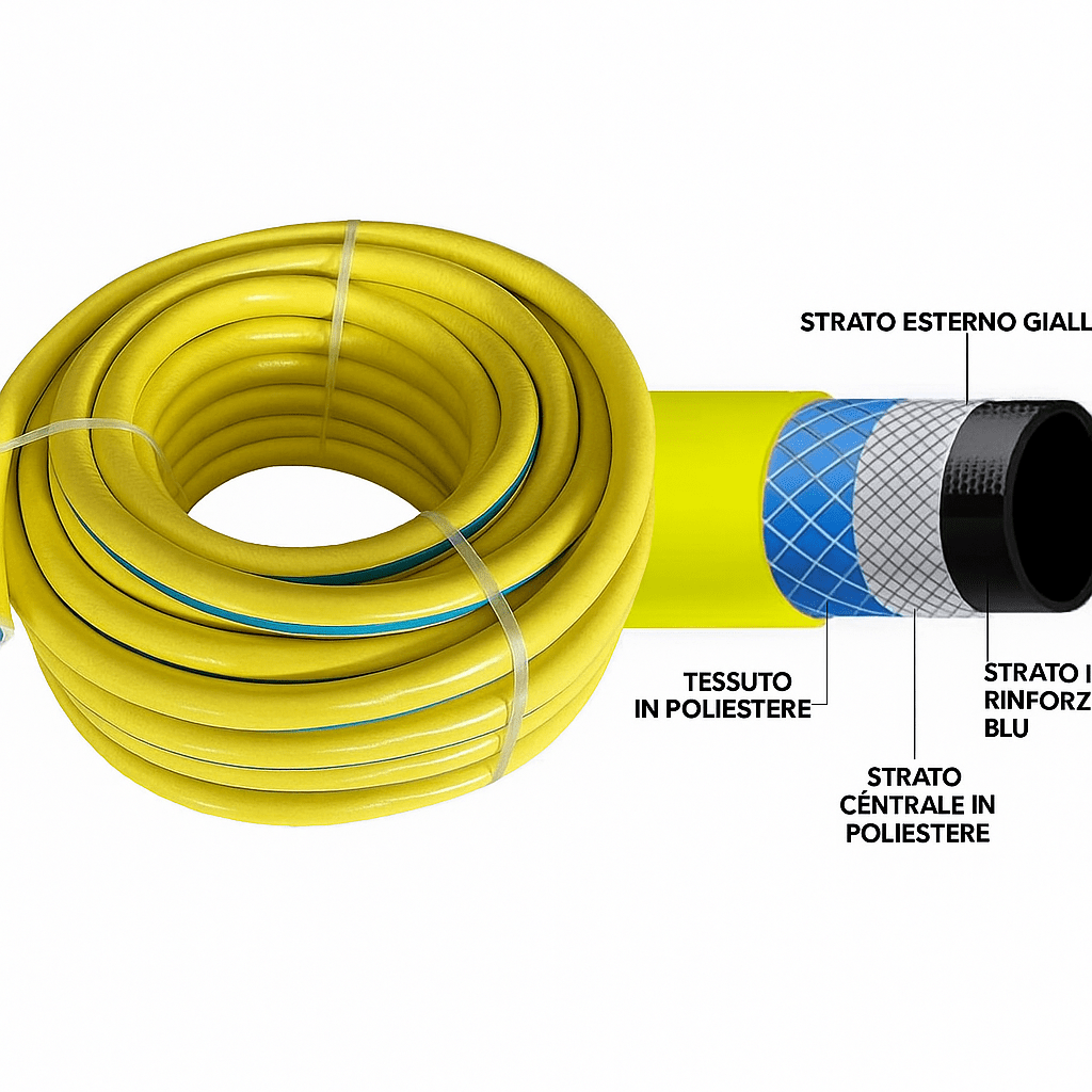 Tubo Acqua per Giardinaggio 3/4" 50mt | 6 Strati Resistente Anti - Alga - Lemag srl