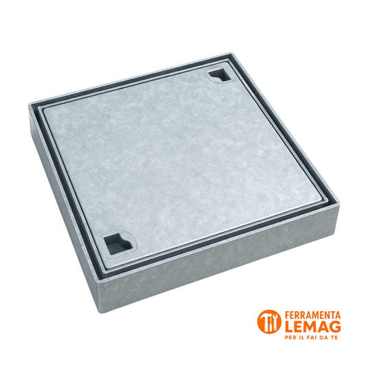 Chiusino Portapavimento Zincato 43x43 cm con Telaio – Luce 39x39 cm – Lemag srl - Lemag srl