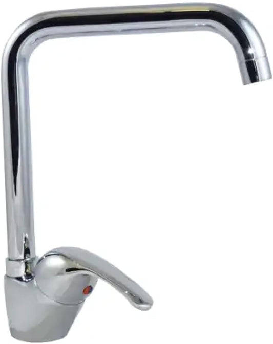 Miscelatore lavello cucina monocomando con canna a L cromata, cartuccia Ø 40 mm
