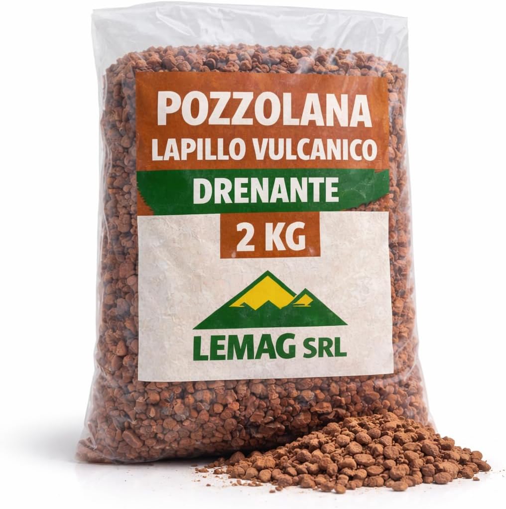 Pozzolana lapillo vulcanico drenante 2 kg per vasi, giardino e terrari