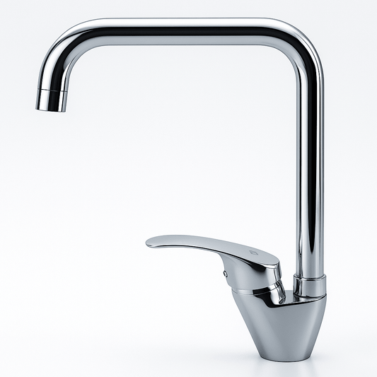 Rubinetto Cucina Canna Alta Quadrata Orientabile – Miscelatore Ottone Cromato A62 – Lemag SRL - Lemag srl