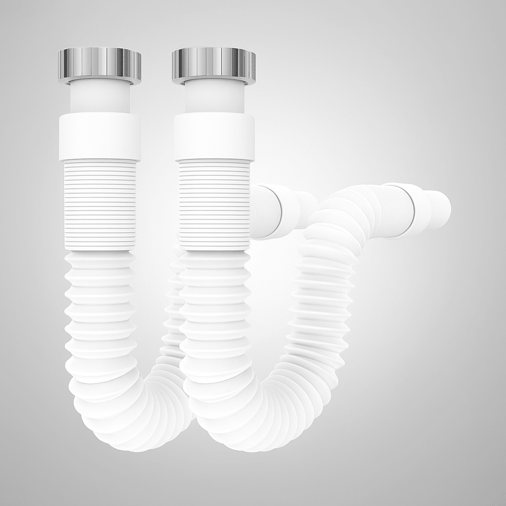 Tubo di Scarico Flessibile 1 1/4" x 32 mm per Lavabo – Estensibile 320 - 880 mm – Con Sifone e Guarnizione Anti - Odore – 2 Pezzi – Facile da Installare – Lemag srl - Lemag srl