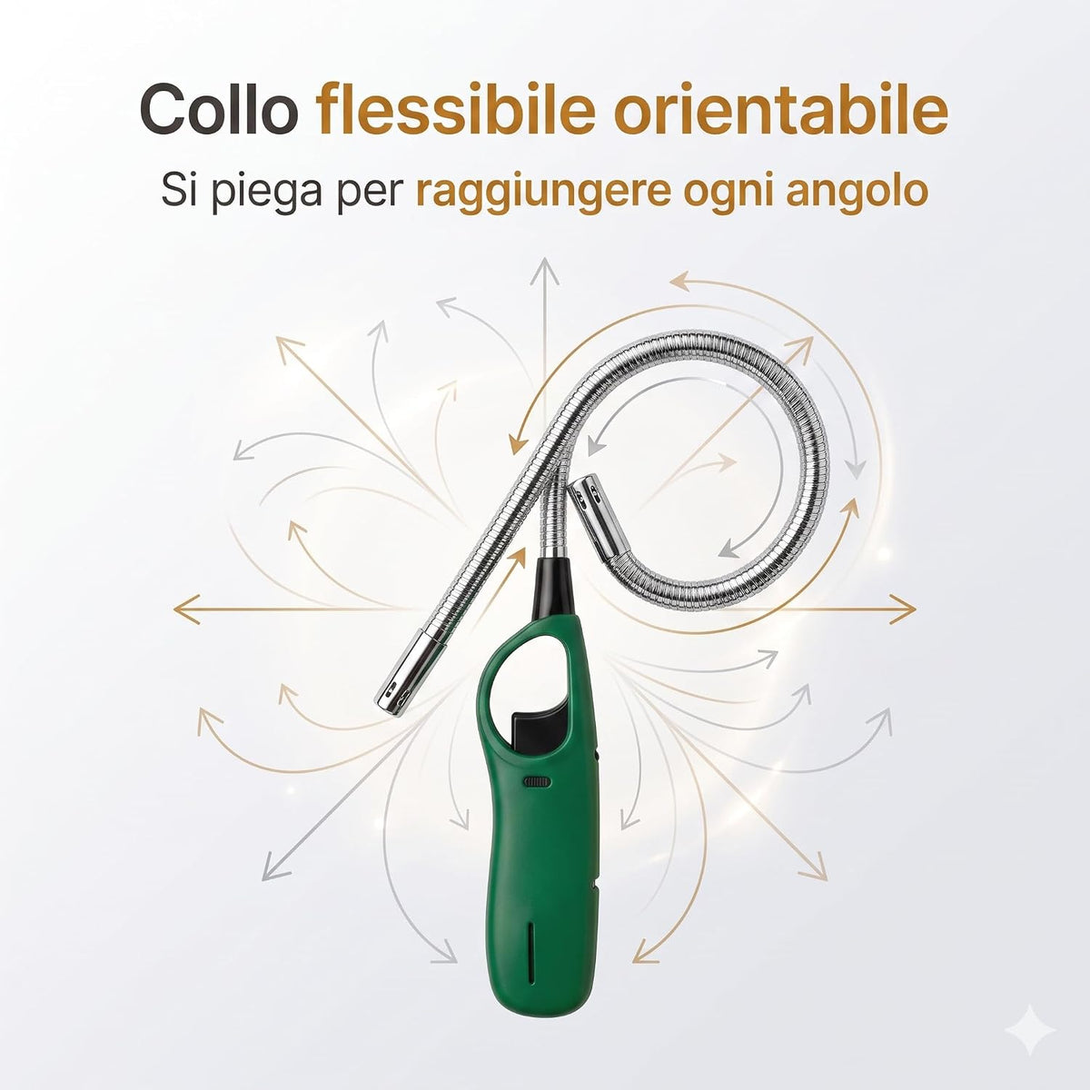 Set 4 Accendigas Lunghi Flessibili Ricaricabili — Accendini a Collo Flessibile Pieghevole per Cucina, Fornelli, Barbecue, Caminetti e Candele | Mani al Sicuro | Multicolore - Lemag srl