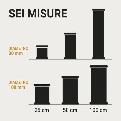 Tubo Stufa a Pellet Acciaio Smaltato Nero Opaco – Ø 80 e 100 mm, 25/50/100 cm – 2 Guarnizioni Incluse - Lemag srl