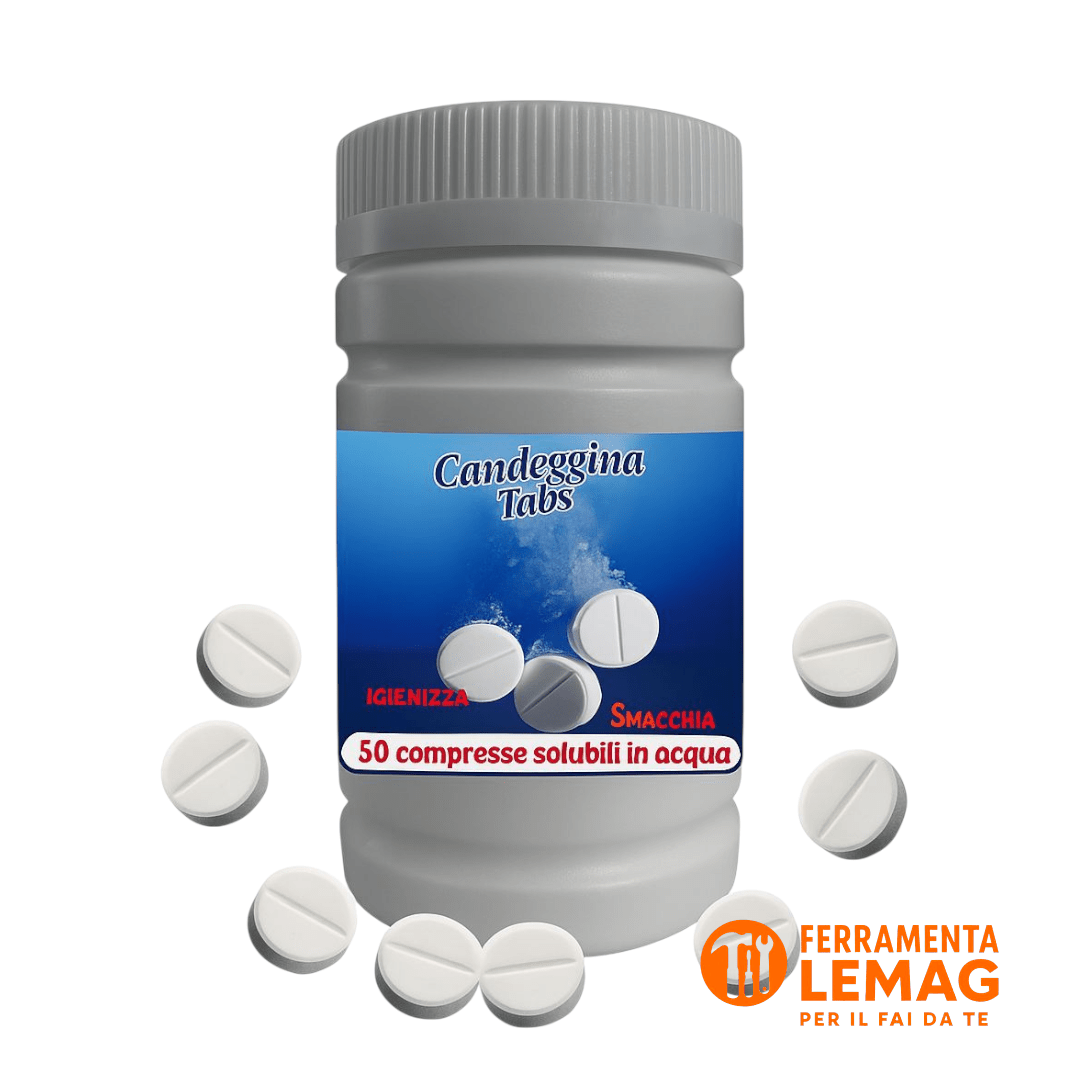 Candeggina in Pastiglie – 50 Tabs = 250L – Sbiancante Igienizzante – Lemag SRL - Lemag srl