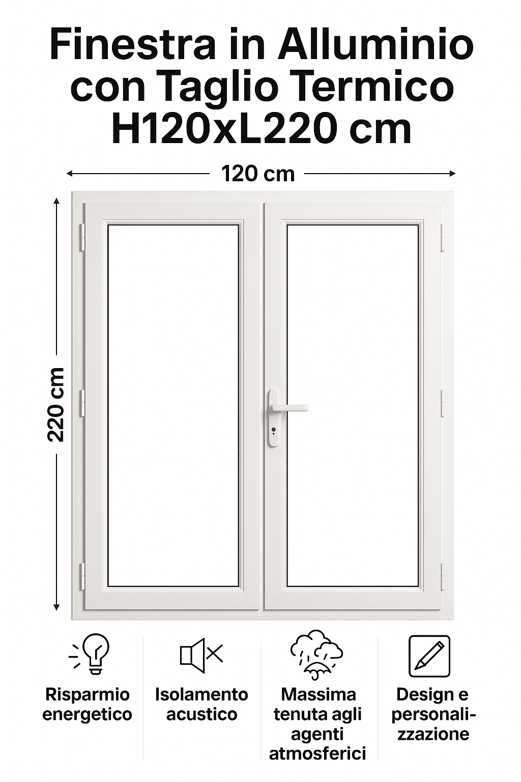 Finestra alluminio taglio termico 120x220 cm – Risparmio energetico - Lemag srl - Lemag srl