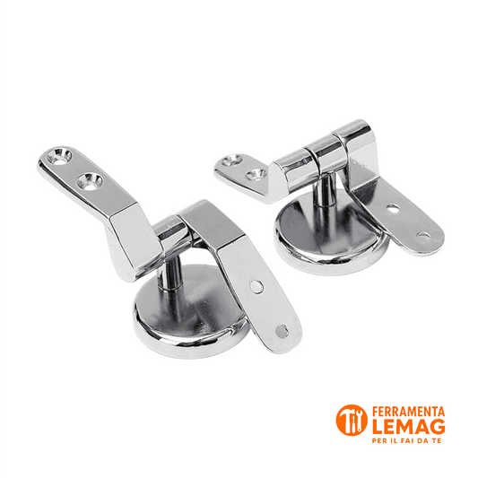 Coppia di Cerniere Regolabili Universali per Sedili WC – Finitura Cromo - Lemag srl