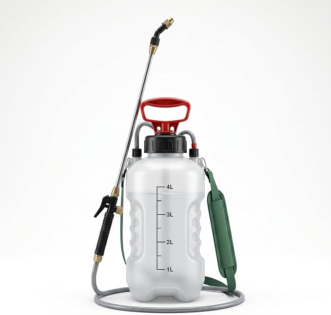 Pompa a Pressione 4 Litri – Vaporizzatore Irroratore Manuale per Giardino con Lancia 44 cm e Tubo 130 cm – Nebulizzatore a Pressione per Trattamenti Piante e Orto - Lemag srl