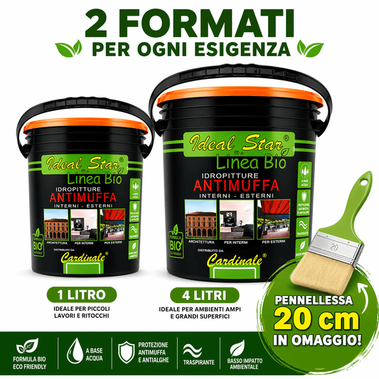Pittura Semilavabile Antimuffa Profumata per Interni 4L / 14L – Alta Copertura e Traspirante + Pennellessa 20 cm in Omaggio - Lemag srl