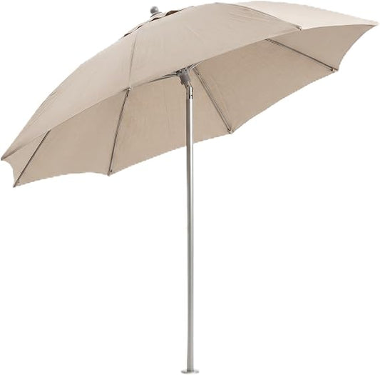 Nuovo ombrellone da spiaggia 240 cm color beige con snodo inclinabile e palo in alluminio.