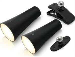 Set 2 Lampade LED Magnetiche Ricaricabili USB – 3 W, 210 Lumen, 5000 K – Batteria 2000 mAh – Adesivo e Clip Inclusi – Nere - Lemag srl