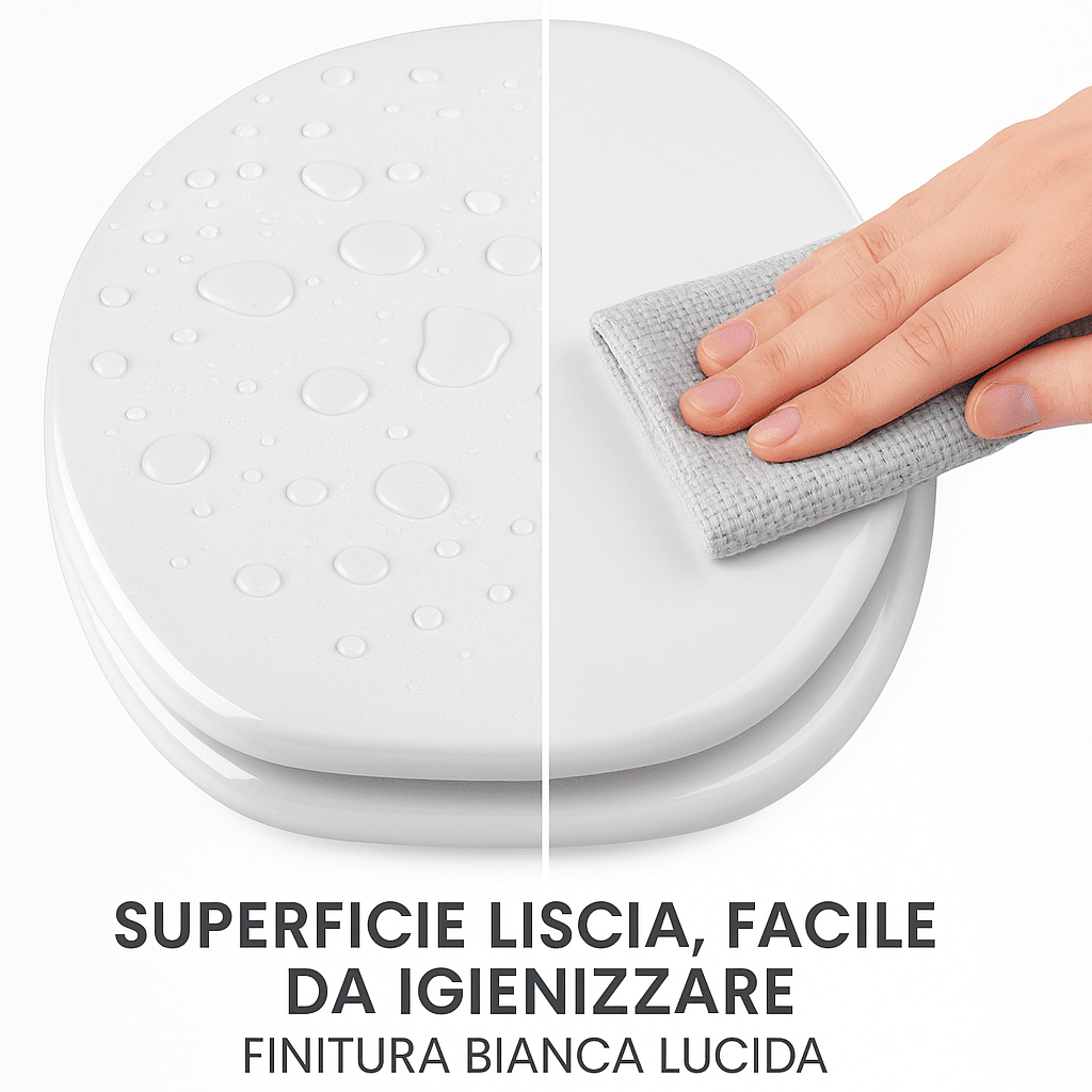 Sedile WC Copriwater Universale MDF Legno Bianco Pesante Tavoletta Vaso Bagno - Lemag srl