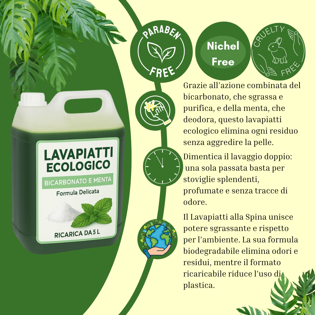 LAVAPIATTI ECOLOGICO FORMATO 5 LITRI – RICARICA GRANDE – 4 PROFUMAZIONI DISPONIBILI - Lemag srl